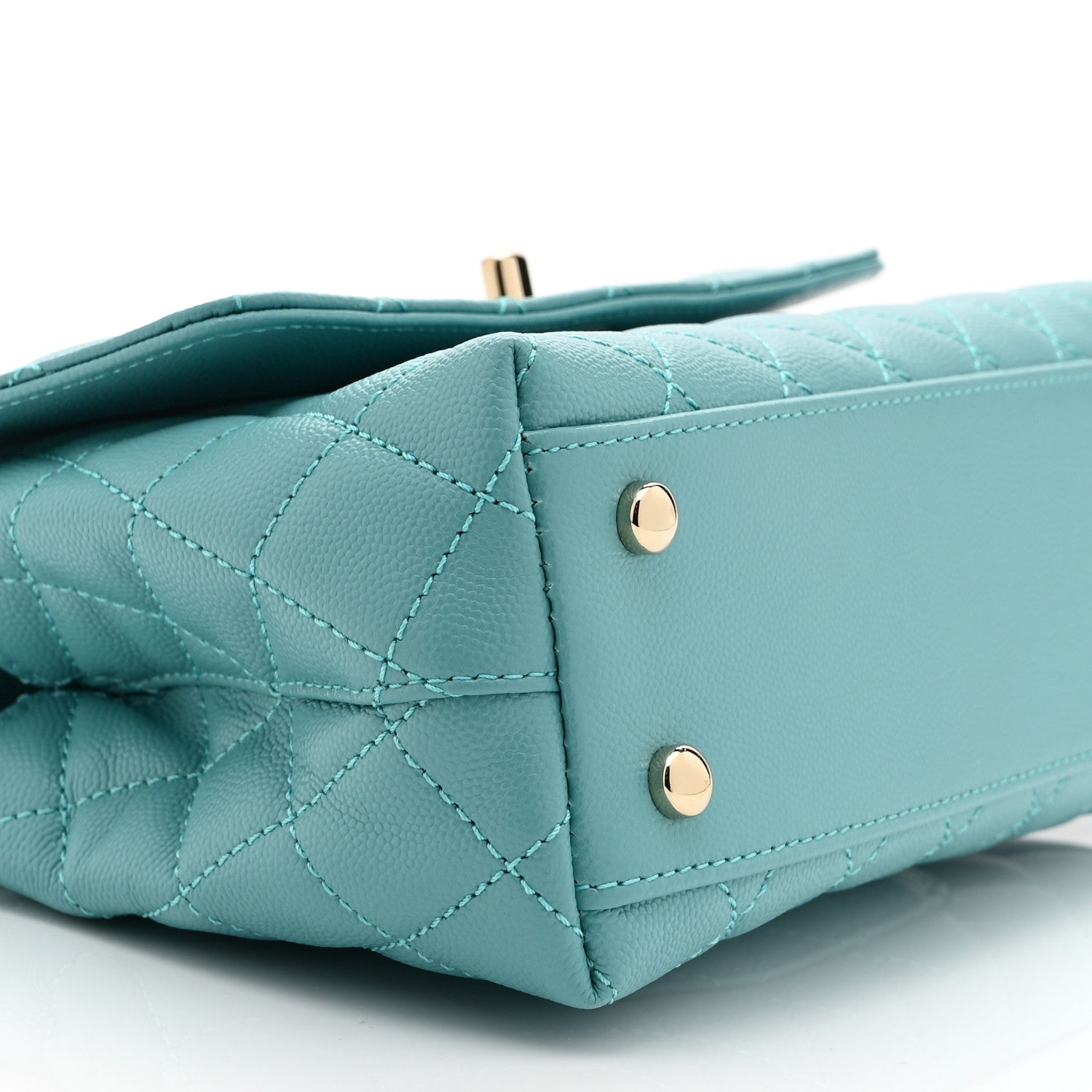 Chanel Caviar Quilted Mini Coco Handle Flap Turquoise
