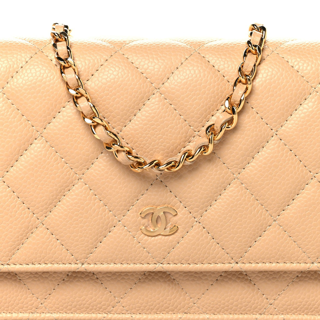 Chanel Caviar Quilted Wallet on Chain WOC Beige