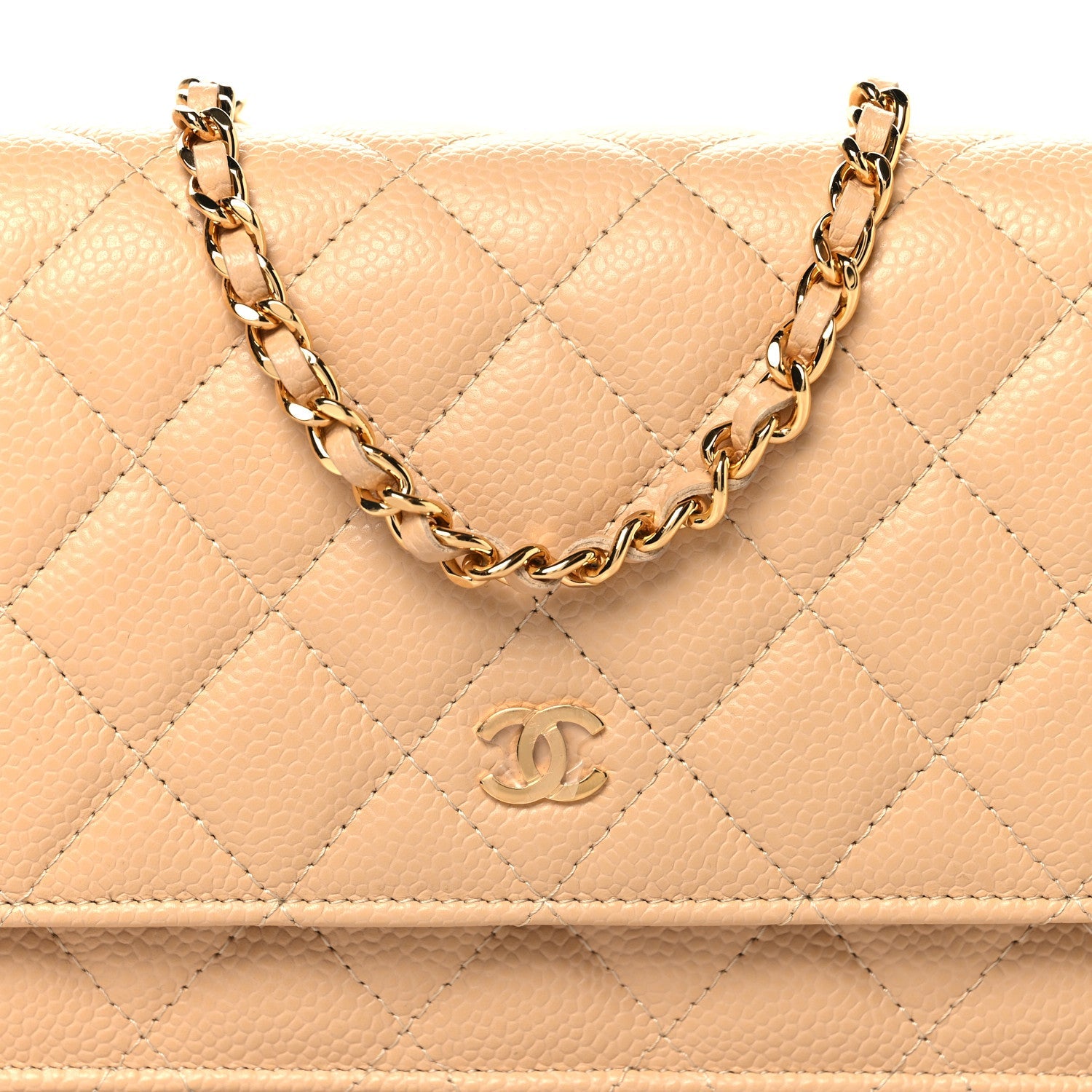 Chanel Caviar Quilted Wallet on Chain WOC Beige