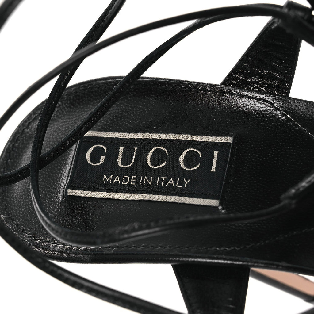 Gucci Malaga Kid Crystal Strappy Horsebit Sandals 39.5 Black