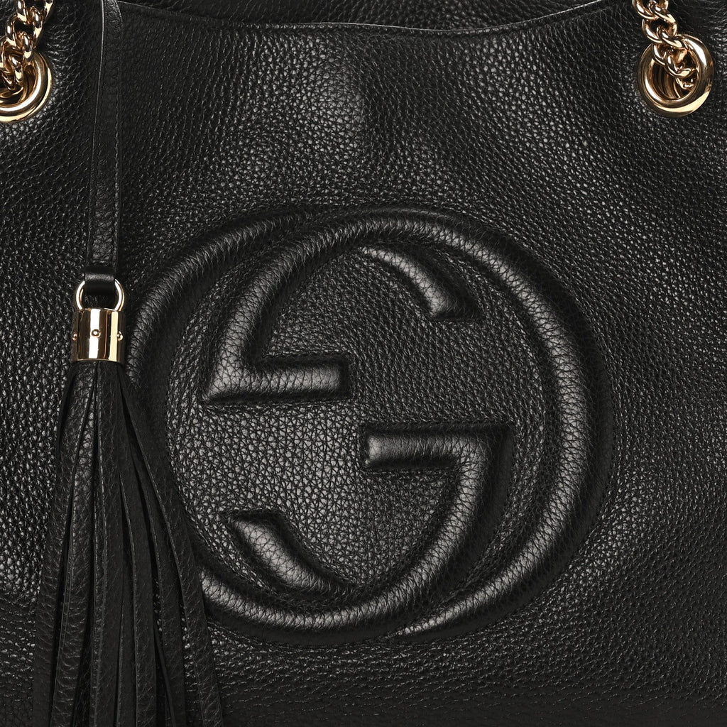 Gucci Pebbled Calfskin Medium Soho Chain Shoulder Bag Black