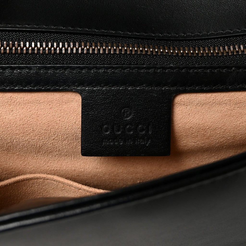 Gucci Calfskin Matelasse Medium GG Marmont Shoulder Bag Black