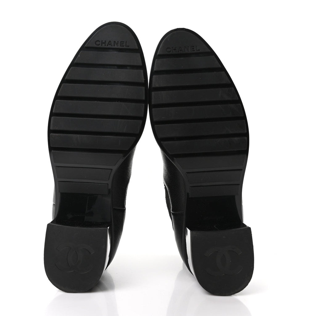 Calfskin Patent Cap Toe CC Short Boots 40 Black