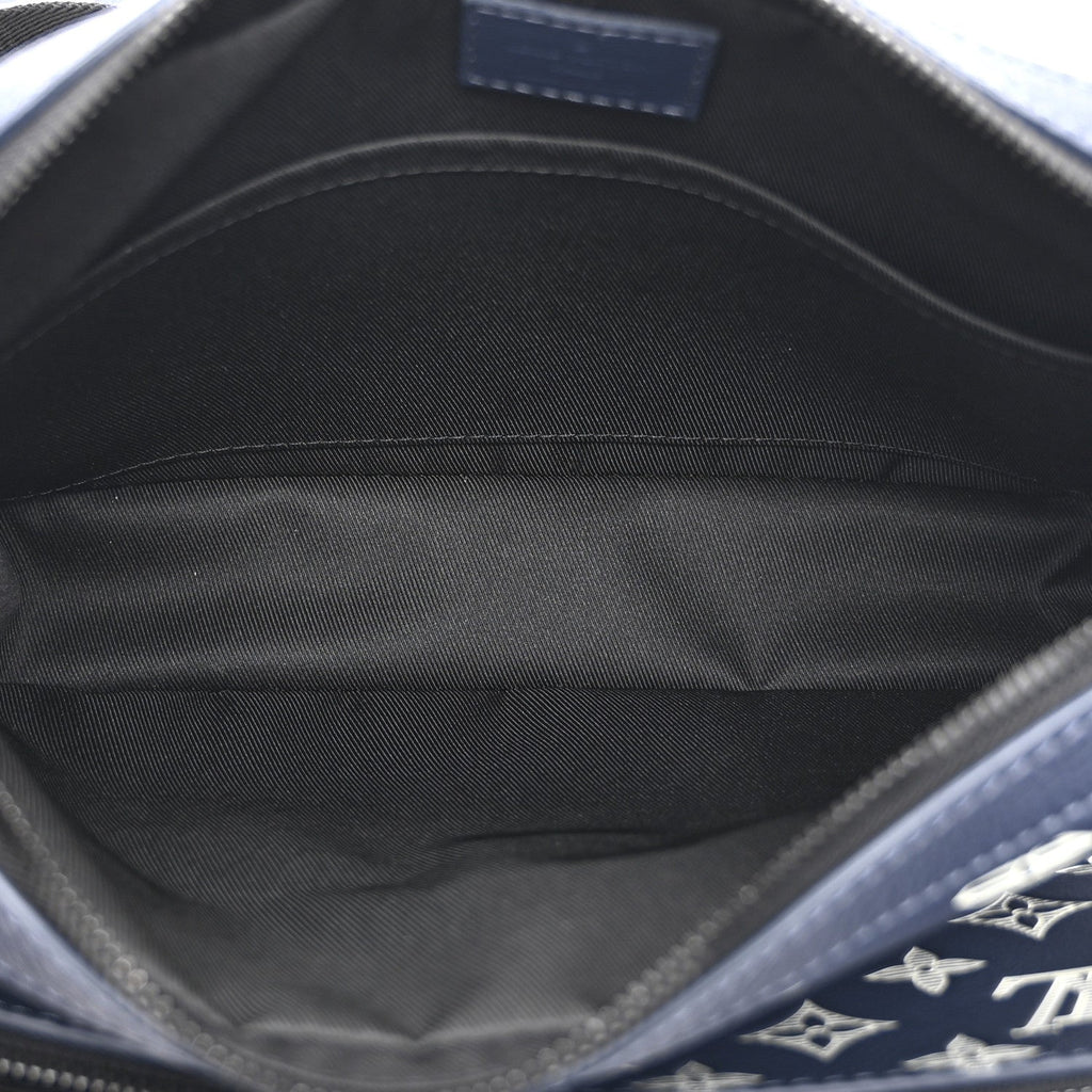 Louis Vuitton Calfskin Monogram Shadow Trio Messenger Navy White