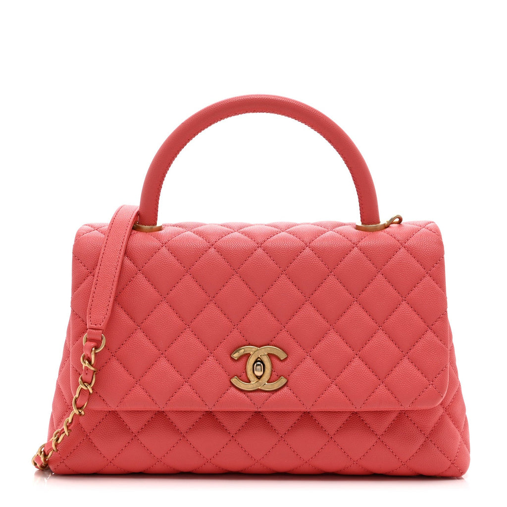 Chanel Caviar Quilted Small Coco Handle Flap Pink