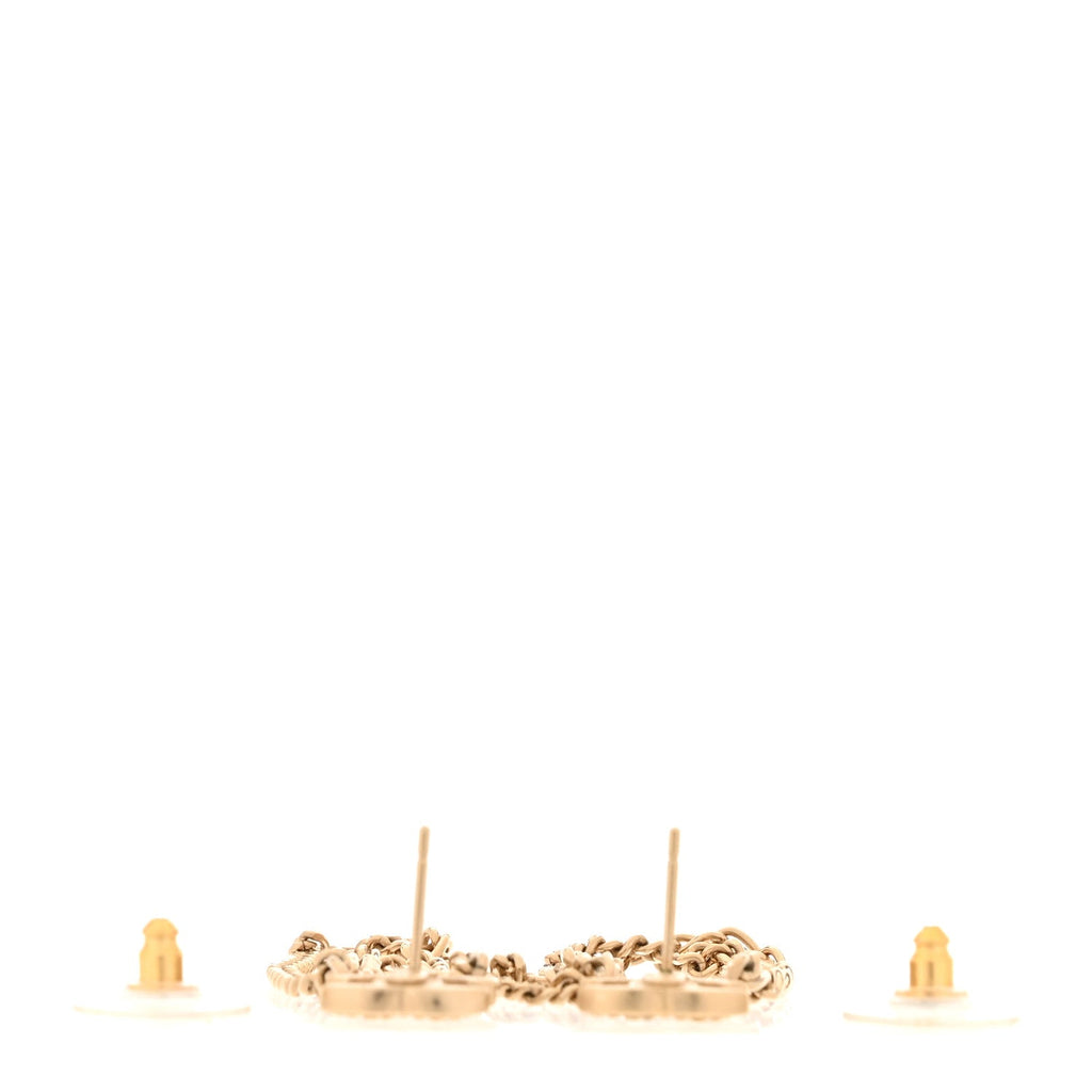 Metal CC Chain Drop Earrings Gold