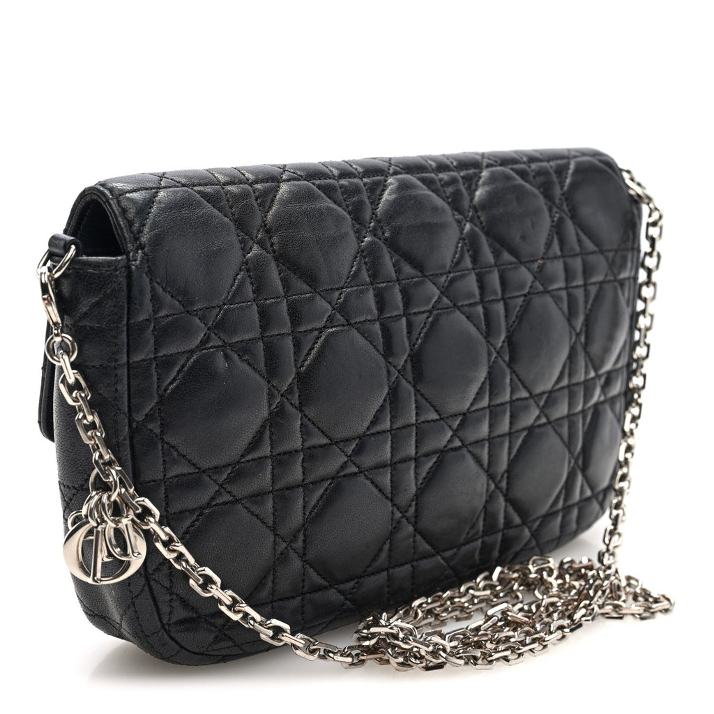 Christian Dior Lambskin Cannage Miss Dior Promenade Pouch Black