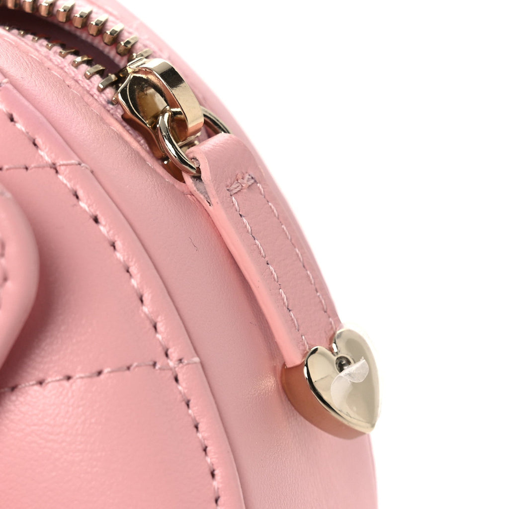 Chanel Lambskin Quilted CC In Love Heart Waist Belt Bag With Chain Light Pink