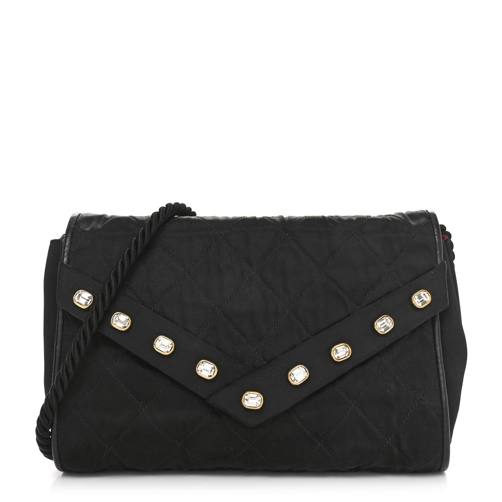 Chanel Fabric Quilted Crystal Envelope Small Flap Black