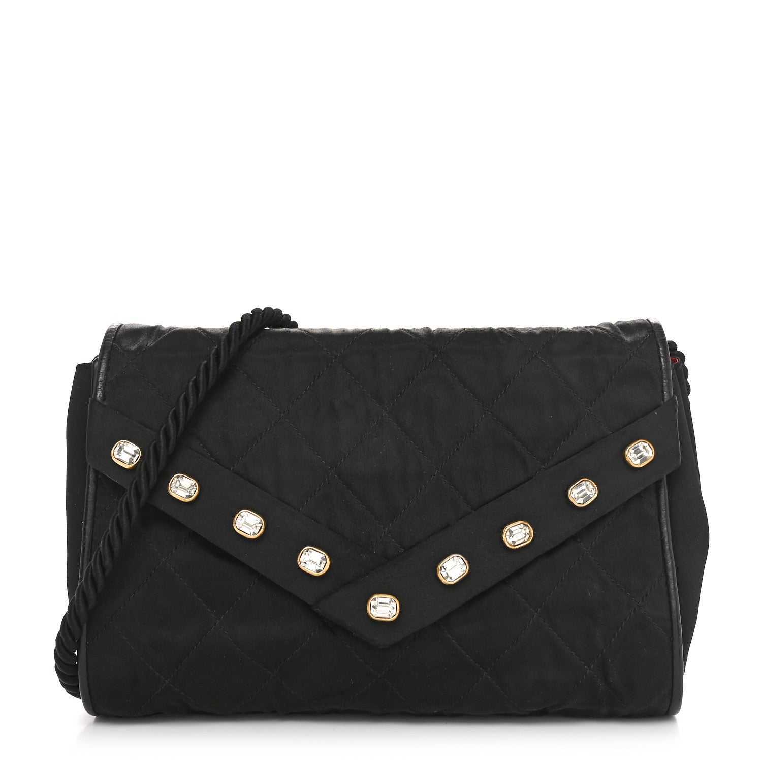 Chanel Fabric Quilted Crystal Envelope Small Flap Black