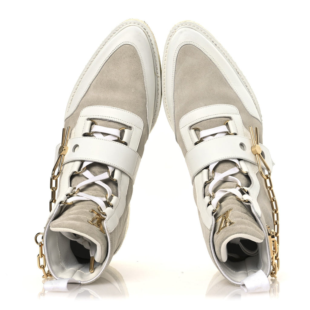 Louis Vuitton Calfskin Suede Mens Creeper Ankle Boots 9 White