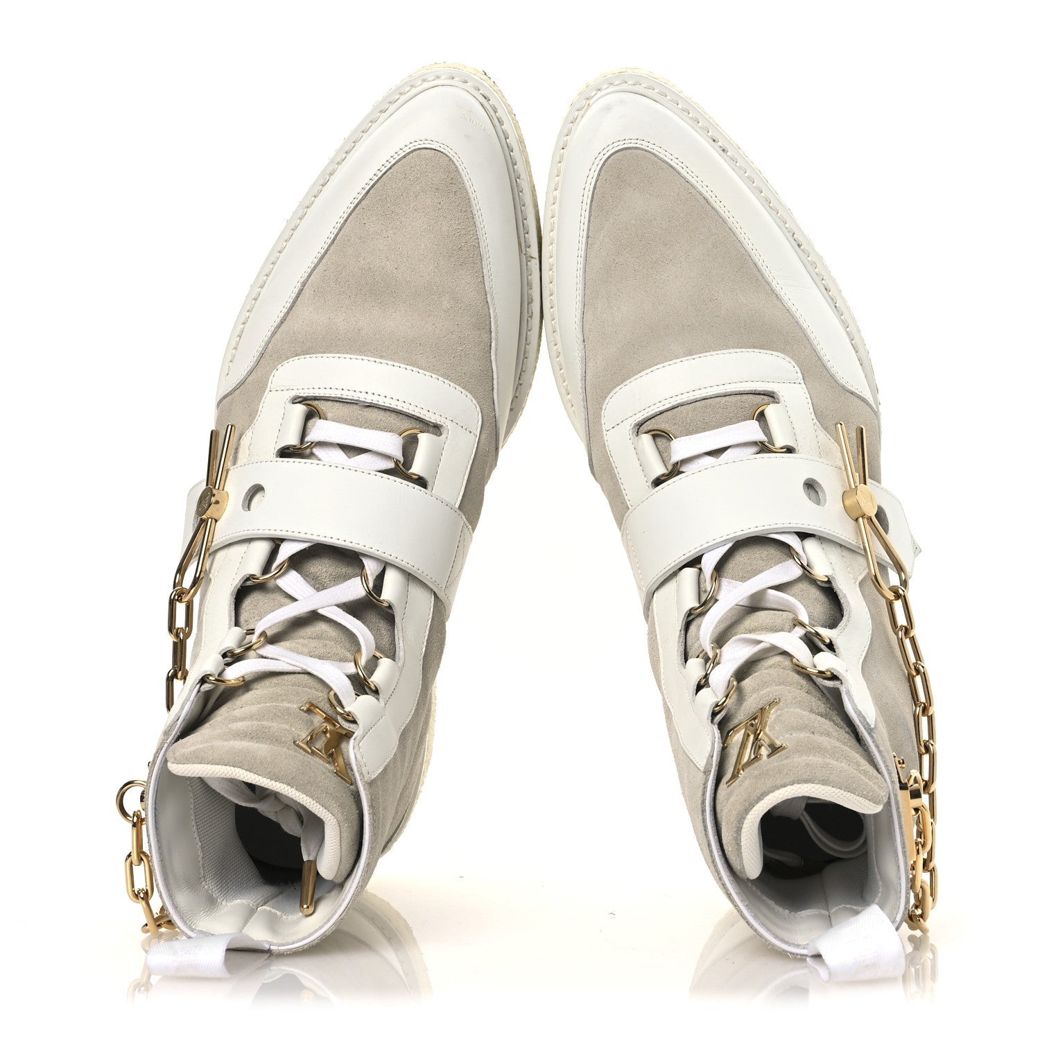 Louis Vuitton Calfskin Suede Mens Creeper Ankle Boots 9 White