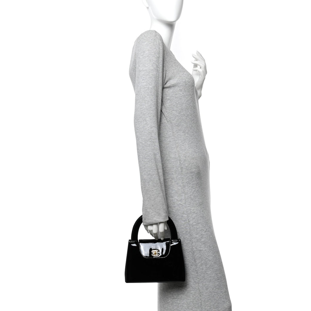 Chanel Patent Small Kelly Flap Bag Black
