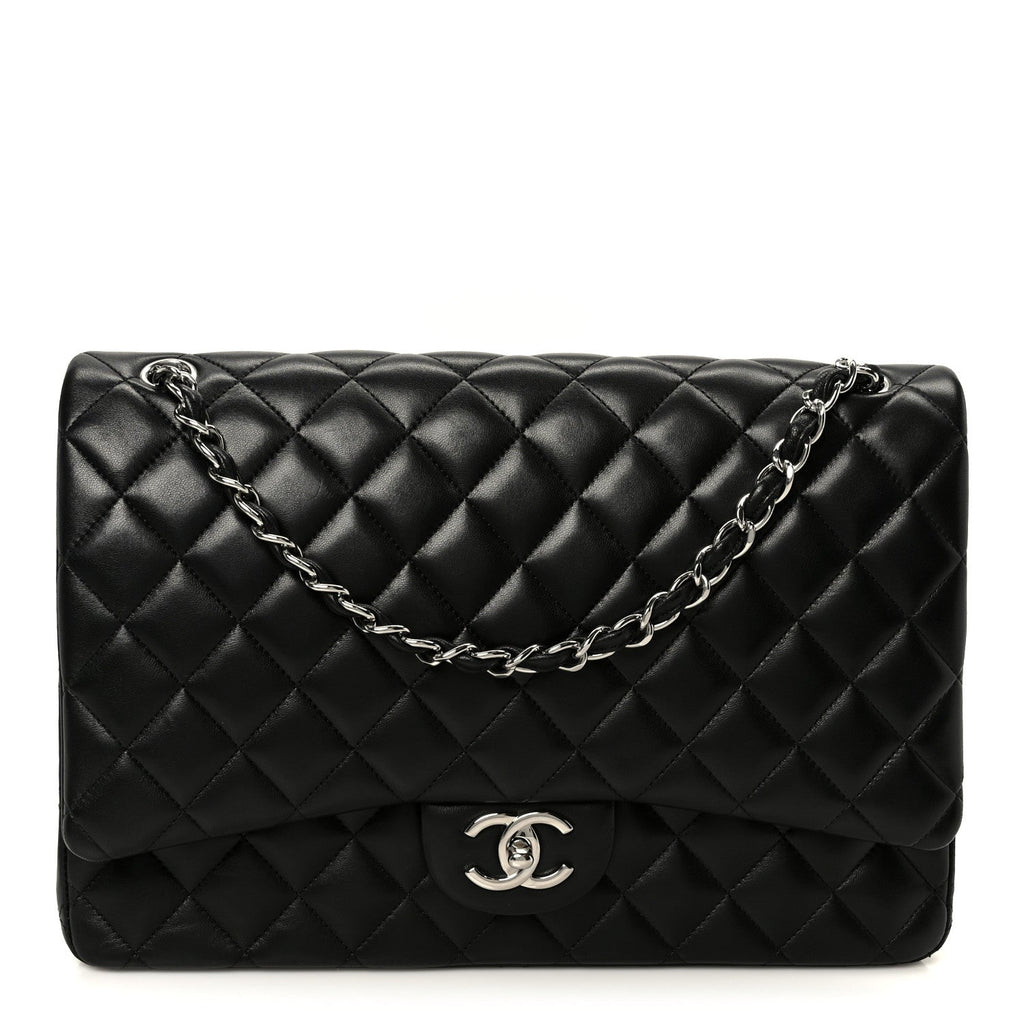 Chanel Lambskin Quilted Maxi Double Flap Black
