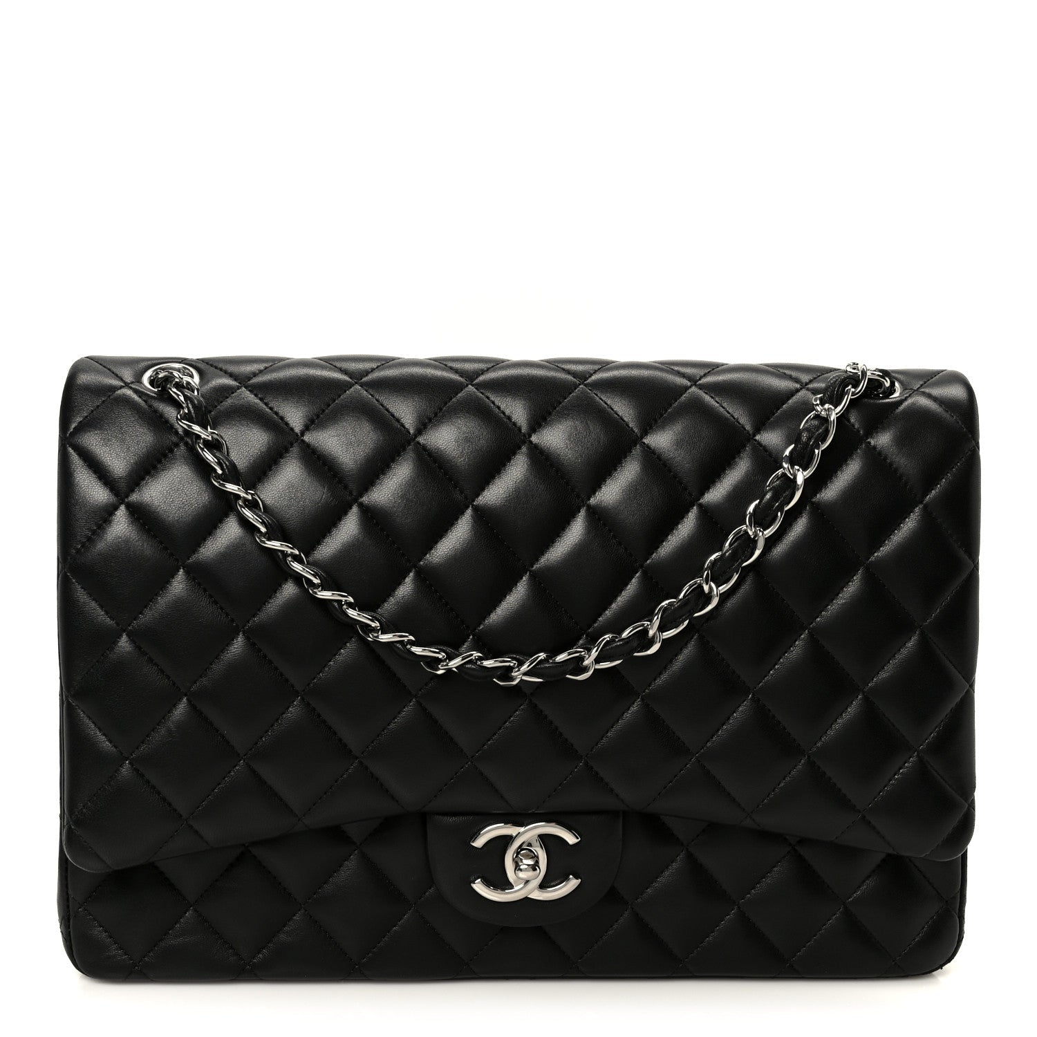 Chanel Lambskin Quilted Maxi Double Flap Black