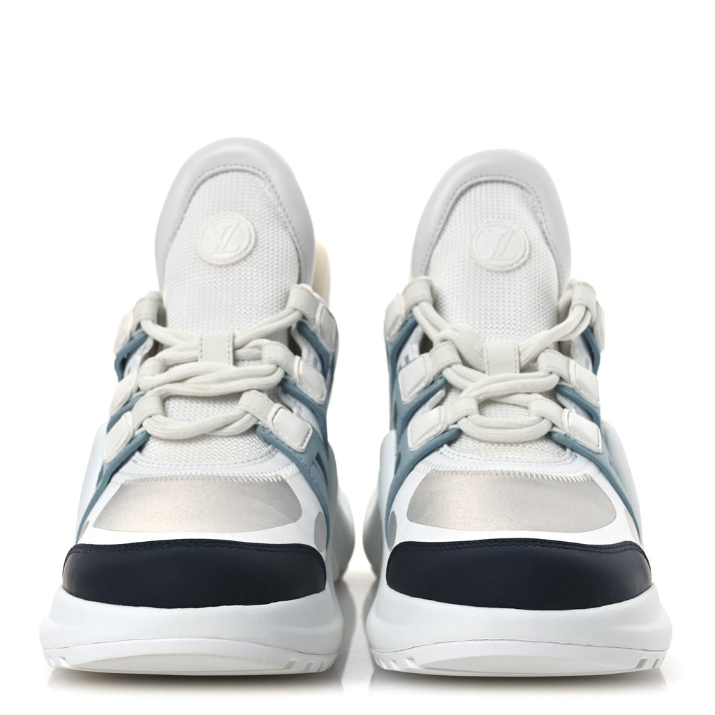 Louis Vuitton Calfskin Technical Nylon LV Archlight Sneakers 38 White Blue Gris