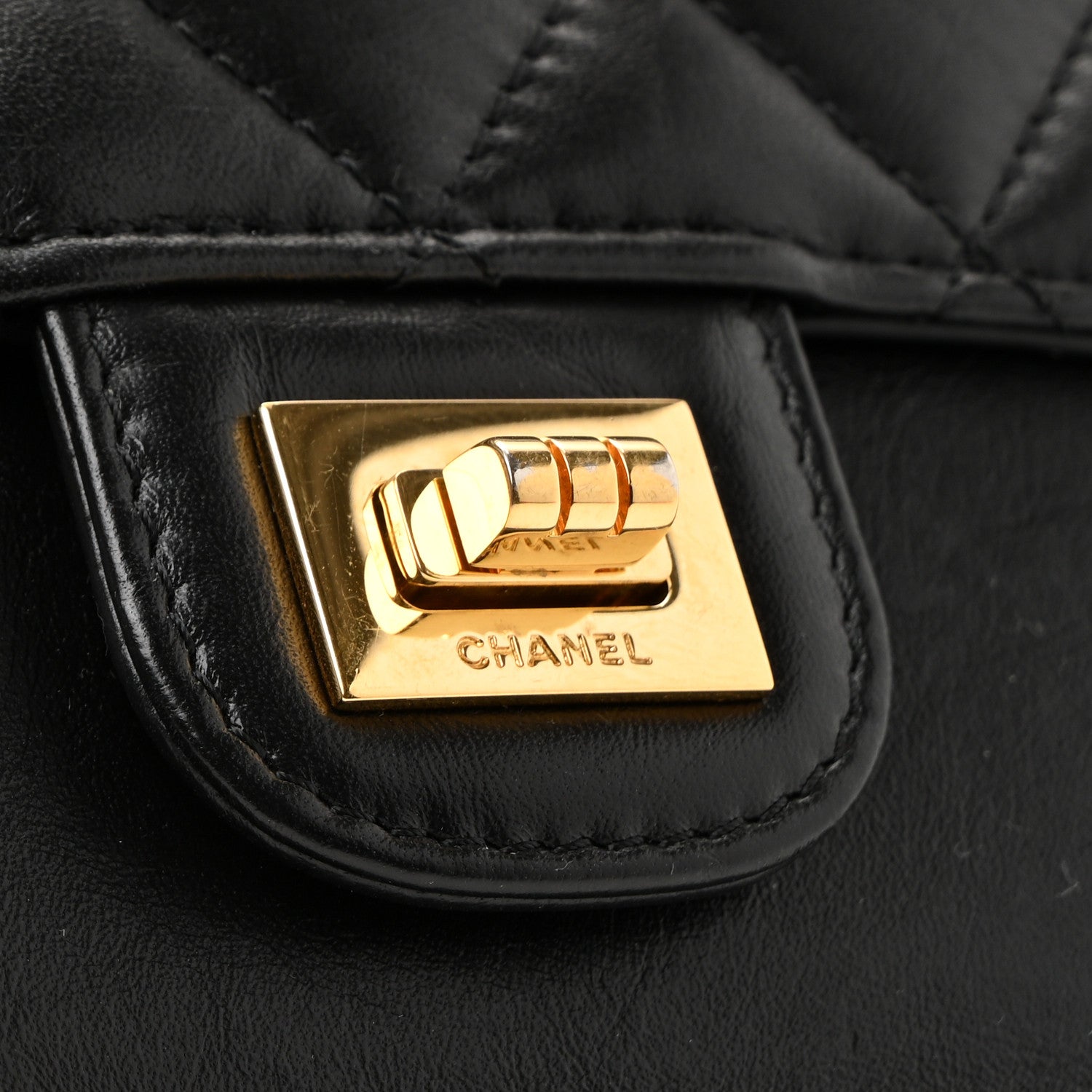 Chanel Aged Calfskin Quilted 2.55 Reissue Pouch With Chain Handle Black