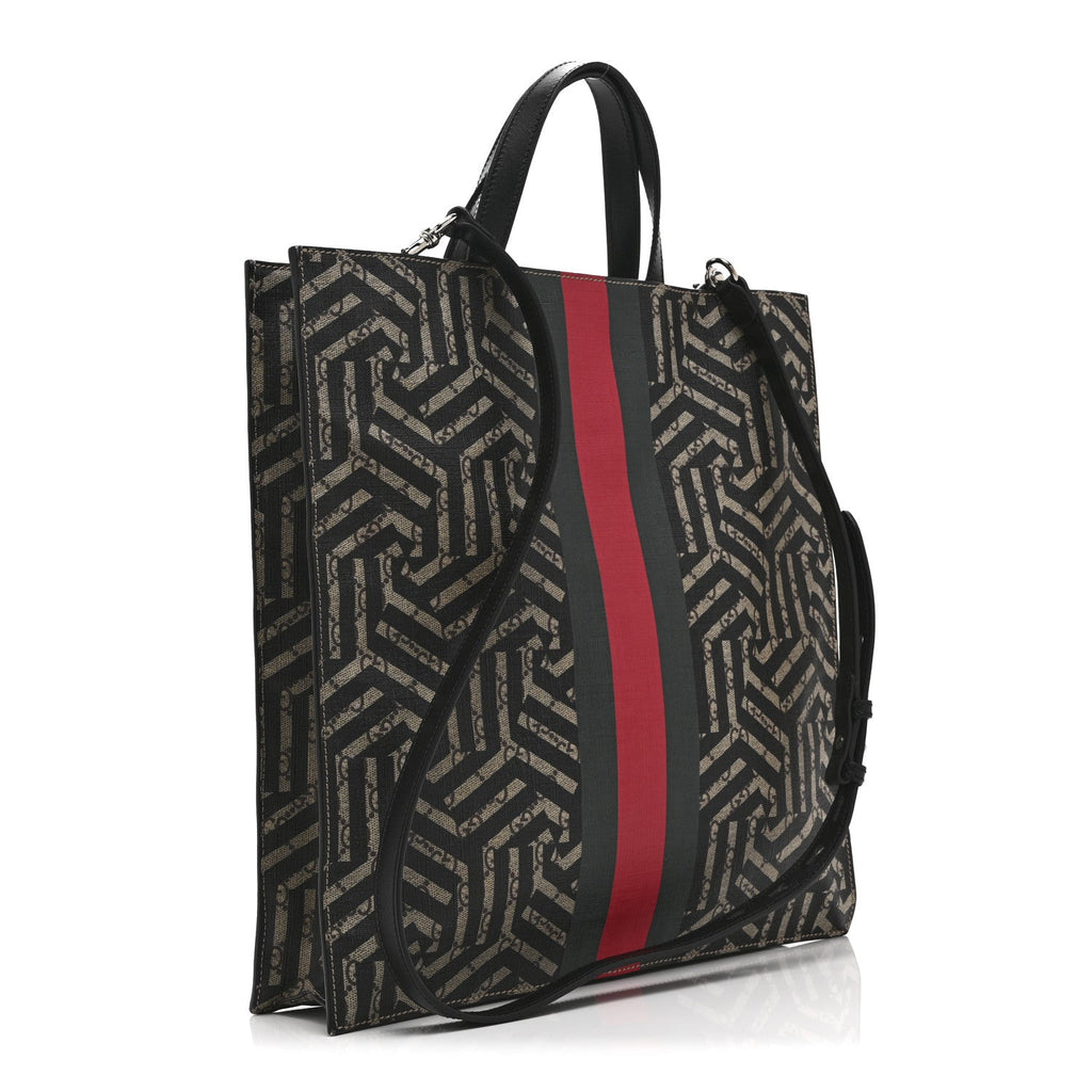 Gucci GG Supreme Monogram Caleido Web Vertical Tote Black