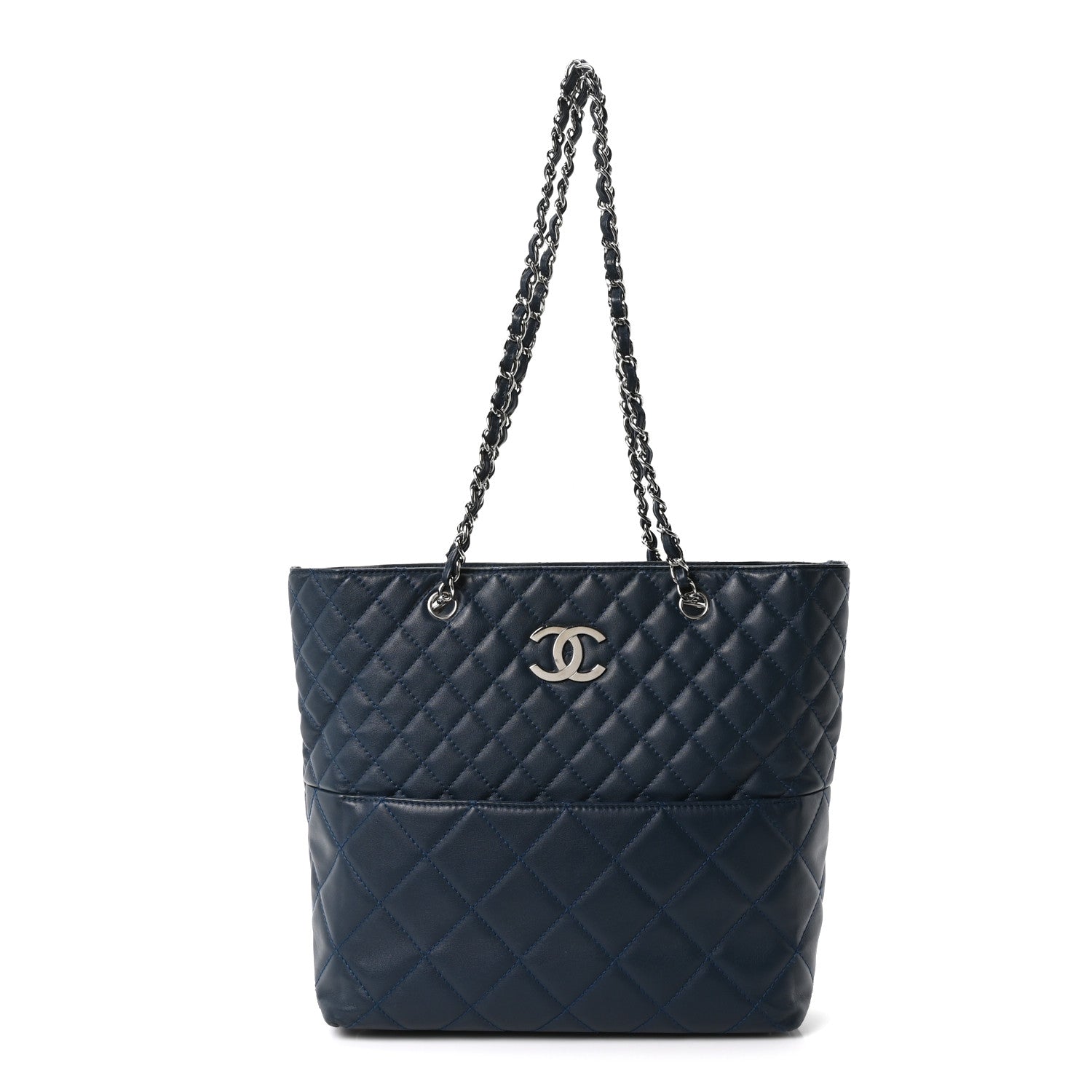 Chanel Calfskin Quilted In The Business North South Tote  Blue