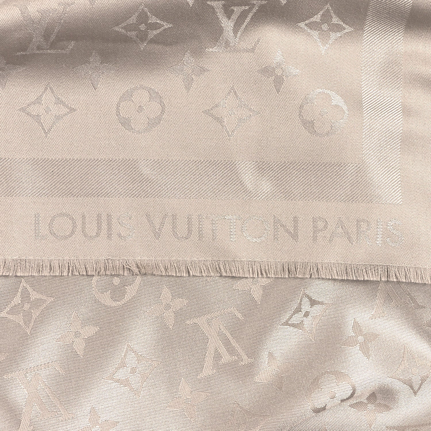 Louis Vuitton Wool Silk Chale Monogram Shawl Greige