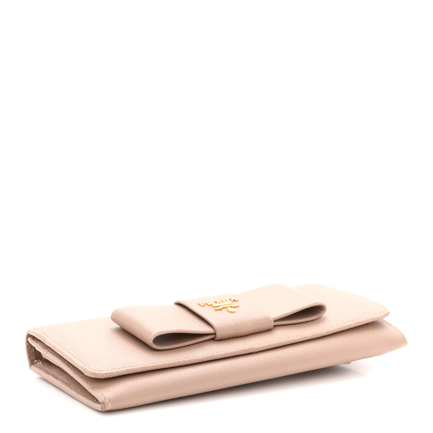 Prada Saffiano Fiocco Bow Continental Wallet Cammeo