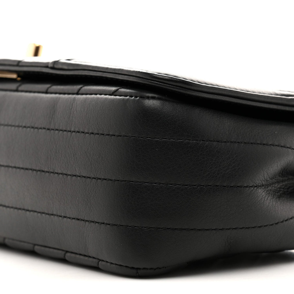 Chanel Calfskin Chevron Quilted Small Statement Flap Black