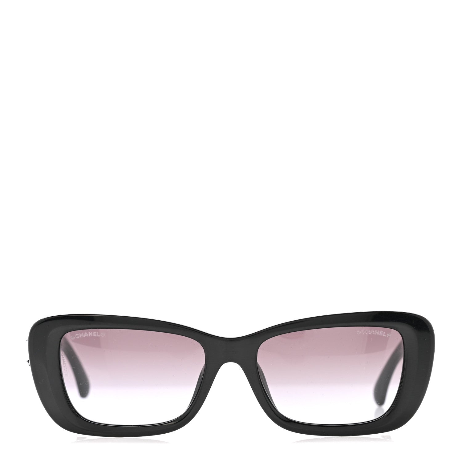 Acetate Tweed Wool CC Rectangle Sunglasses 5514-A Black