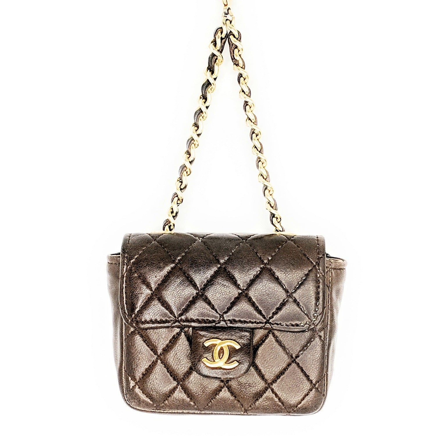 Chanel Vintage Brown Quilted Micro Belt Bag