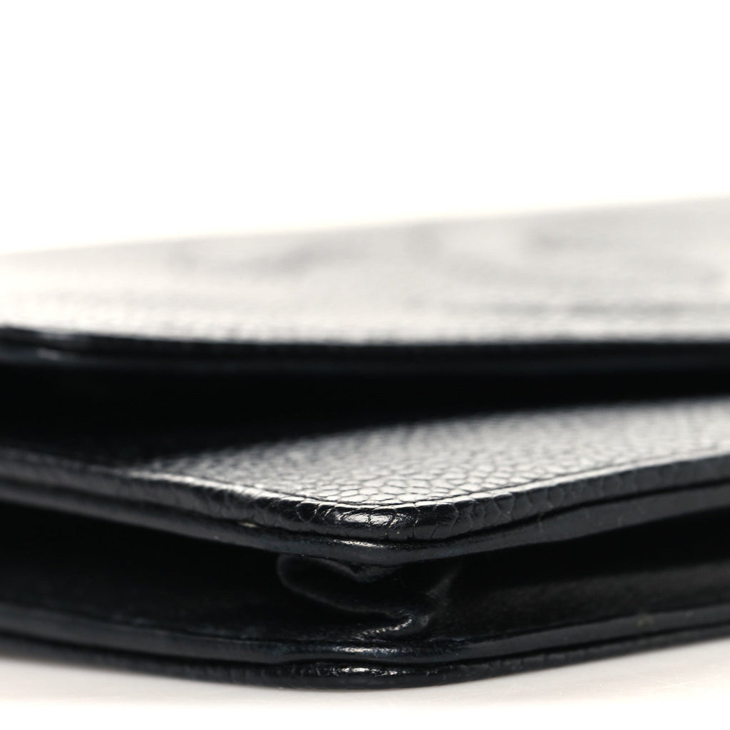 Chanel Caviar Timeless CC Wallet On Chain WOC Black