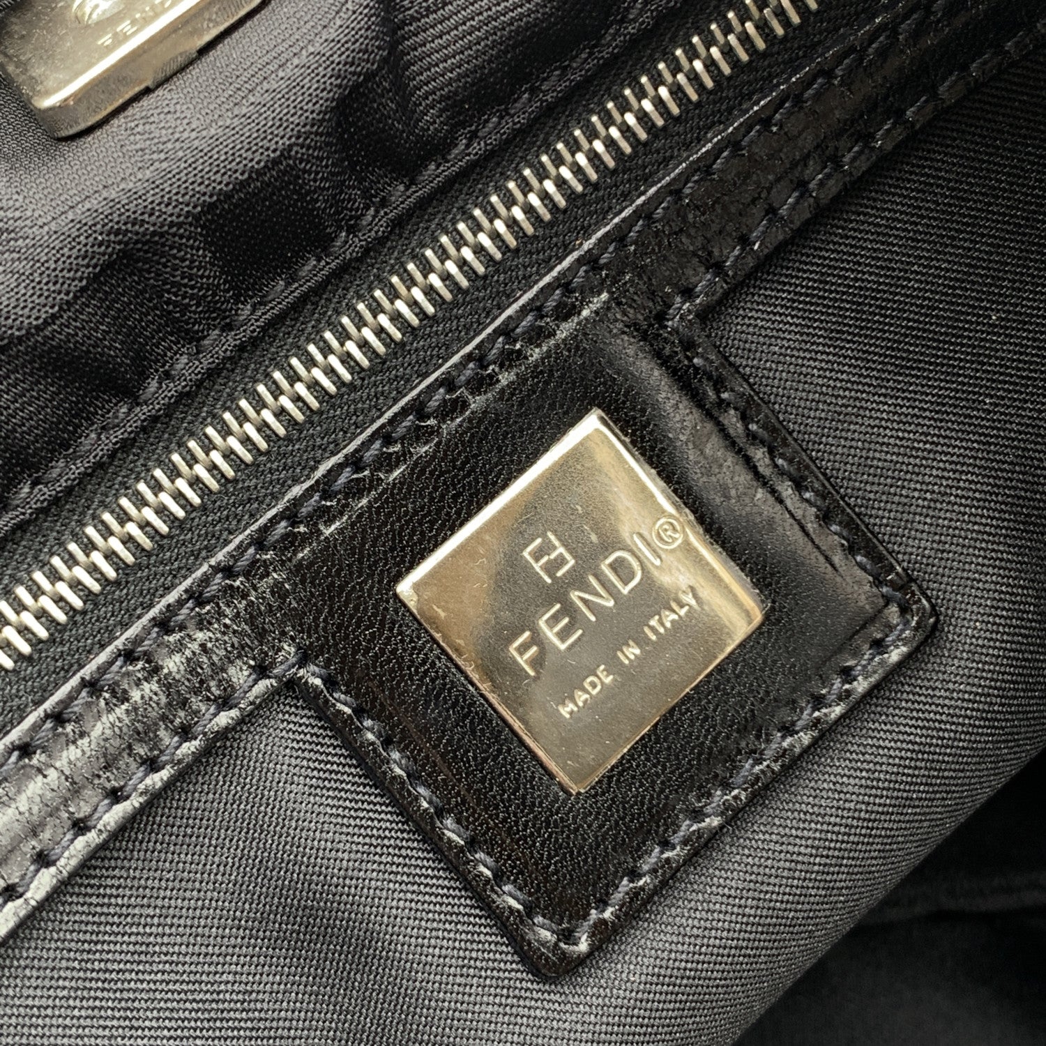 FENDI Black Monogram Canvas Cut Out Ff Logo Tote Bag