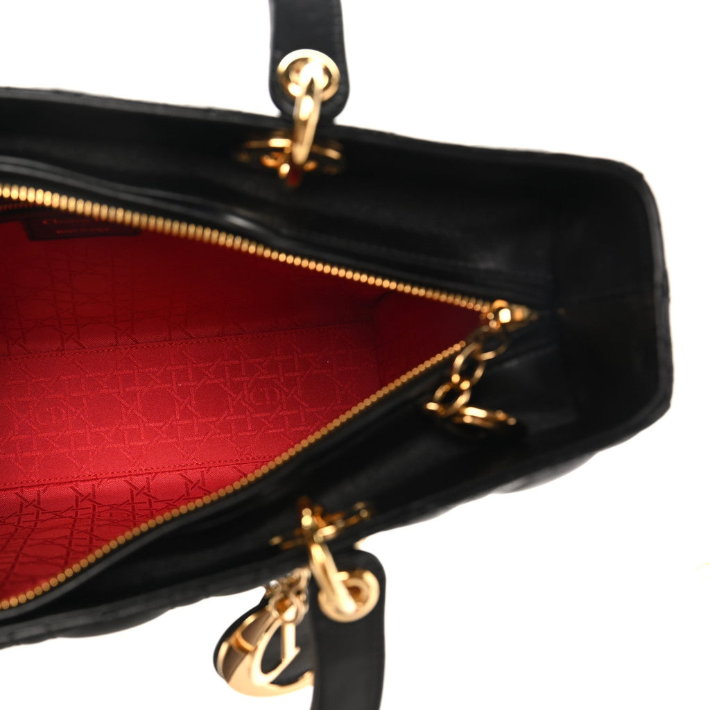 Christian Dior Lambskin Cannage Large Lady Dior Black