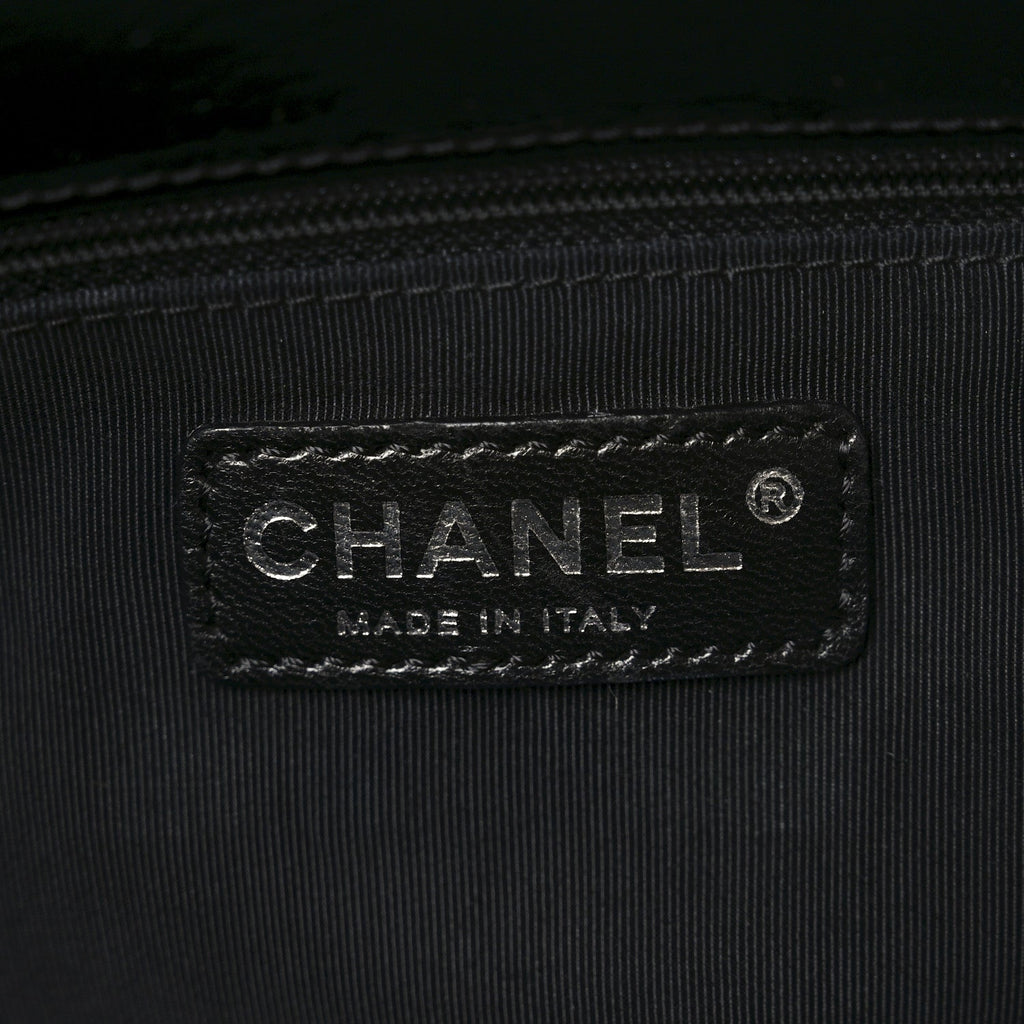 Chanel Patent Quilted Grand Shopping Tote GST Black