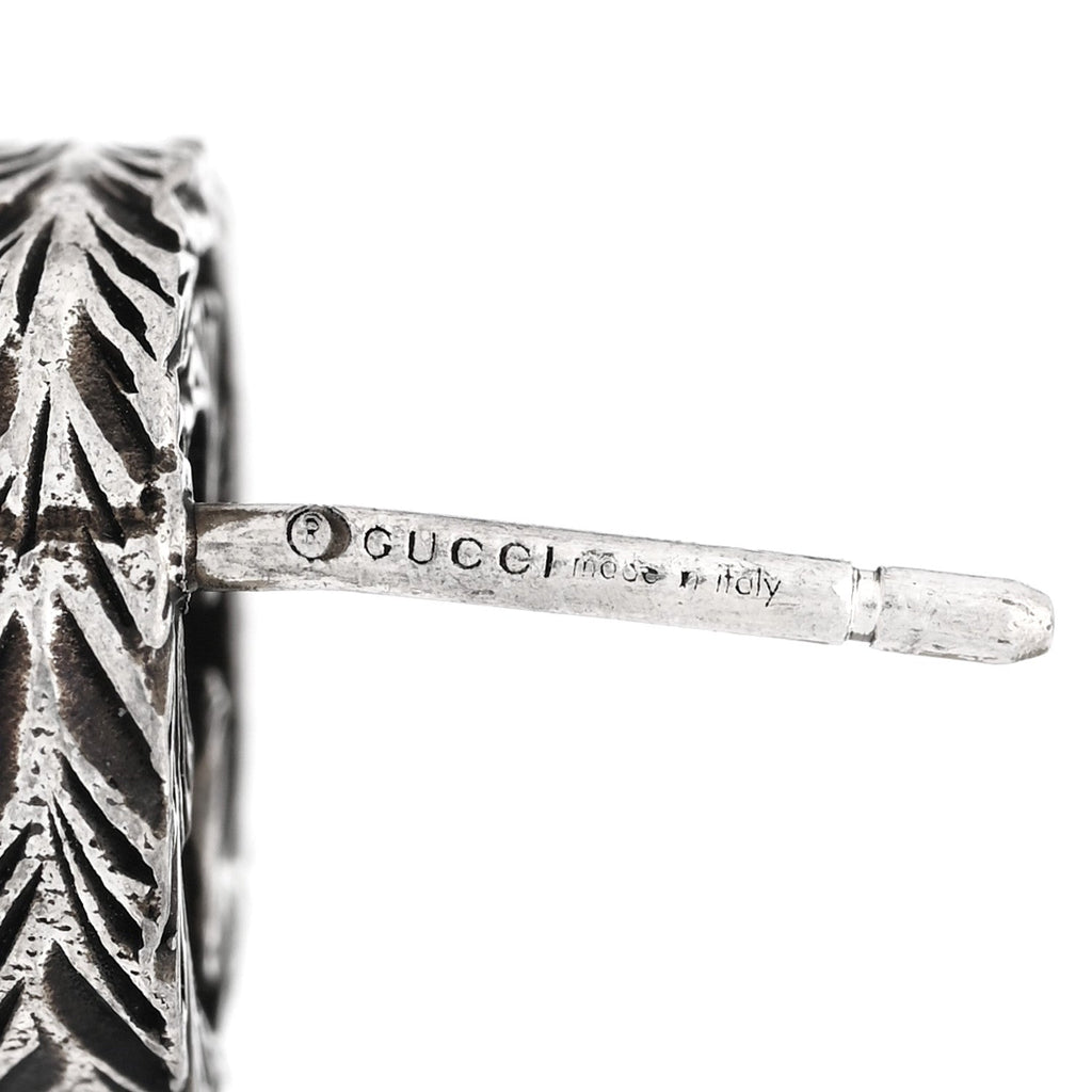 Gucci Sterling Silver Textured Interlocking G Single Stud Earring
