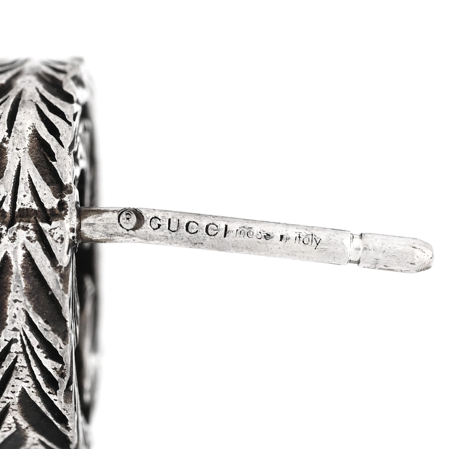 Gucci Sterling Silver Textured Interlocking G Single Stud Earring