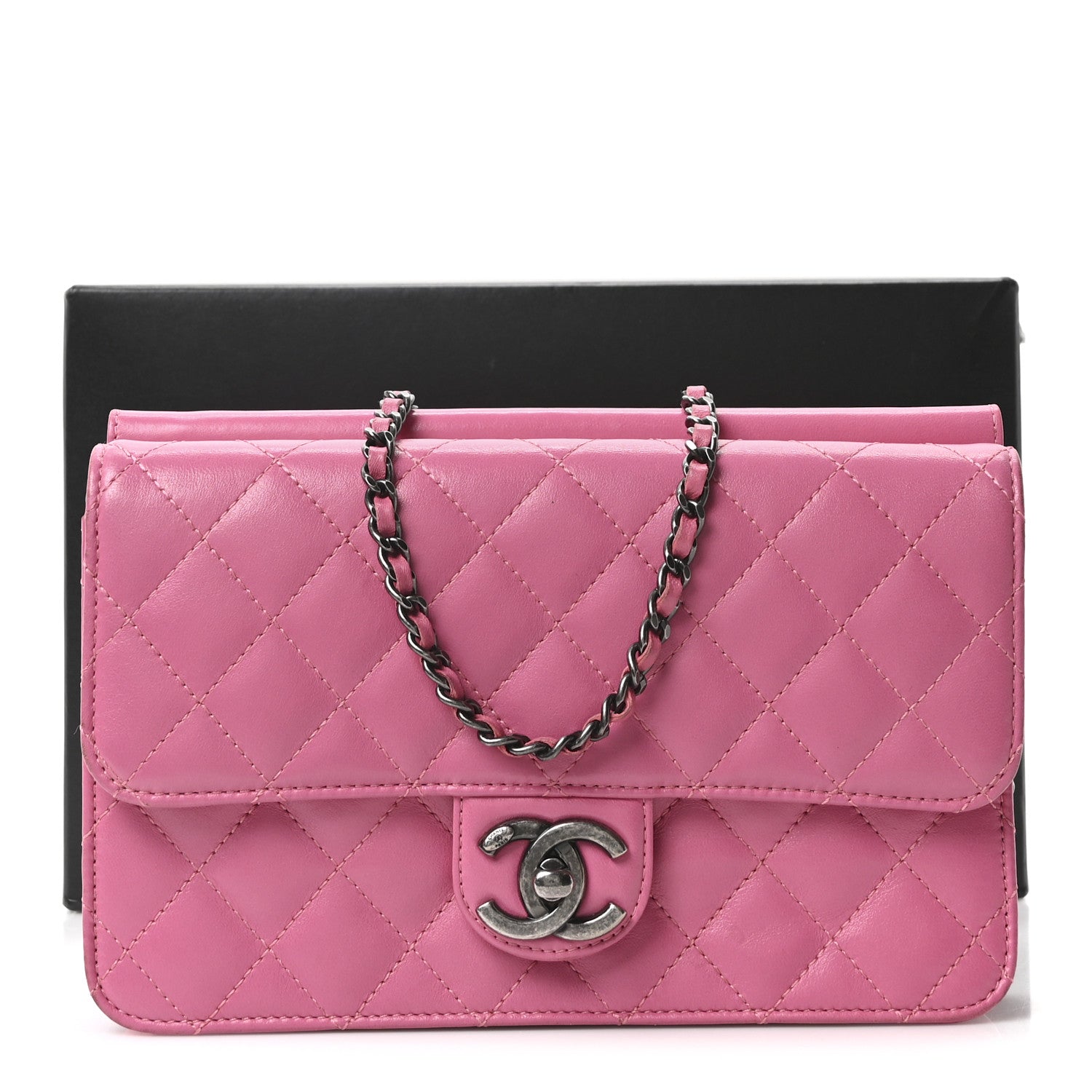 Chanel Lambskin Quilted Medium Crossing Times Flap Pink