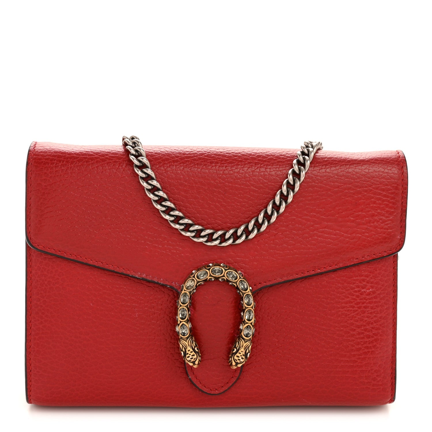 Gucci Calfskin Mini Dionysus Chain Wallet Hibiscus Red