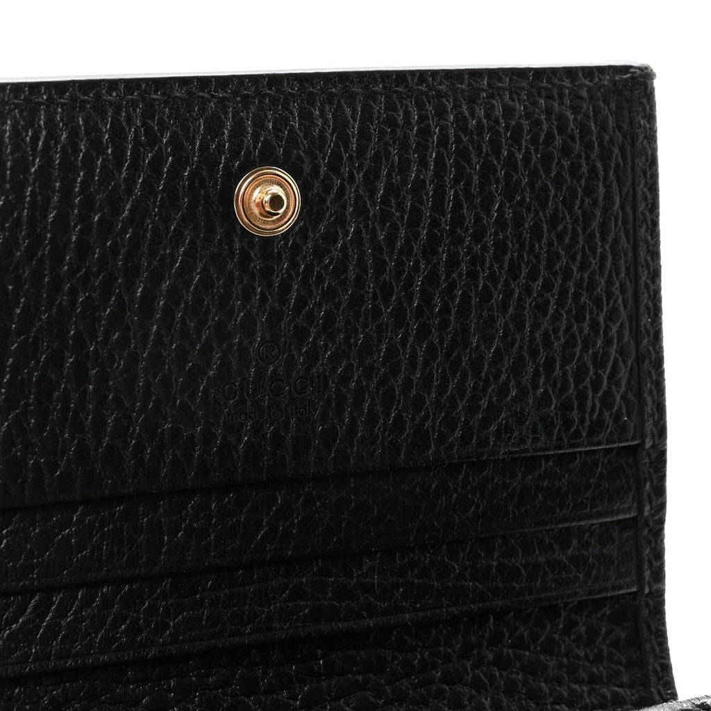 Gucci Dollar Calfskin GG Supreme Monogram GG Marmont Card Case Black Beige Ebony