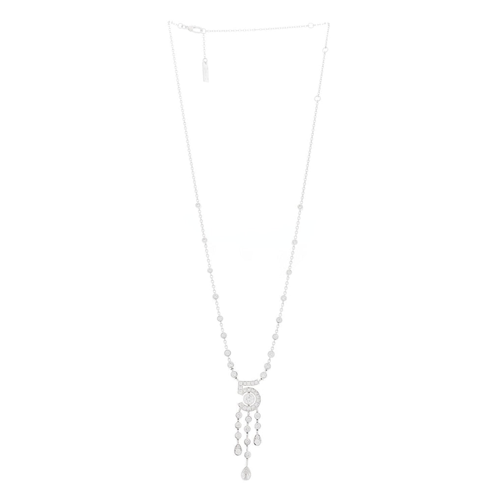 18K White Gold Diamond Eternal No 5 Drop Necklace