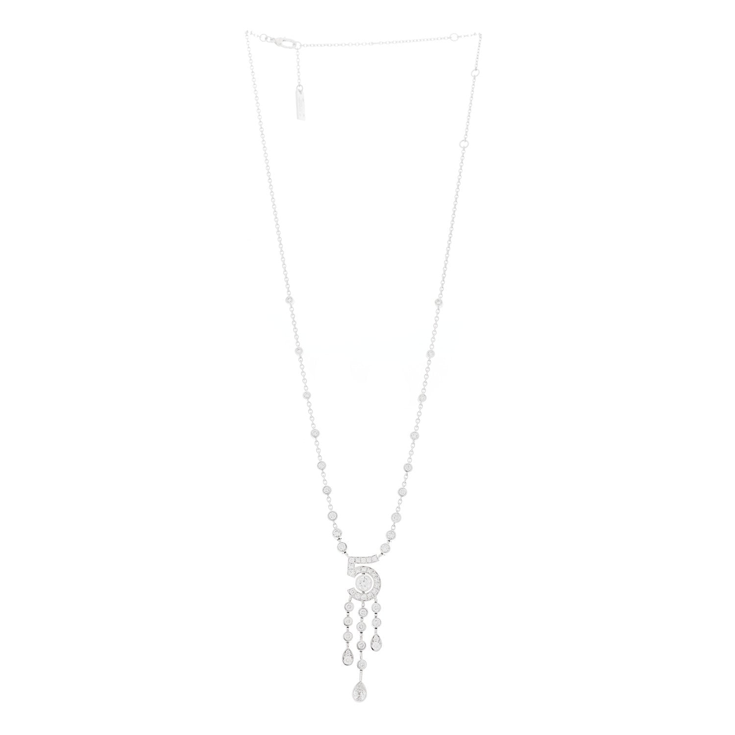 18K White Gold Diamond Eternal No 5 Drop Necklace