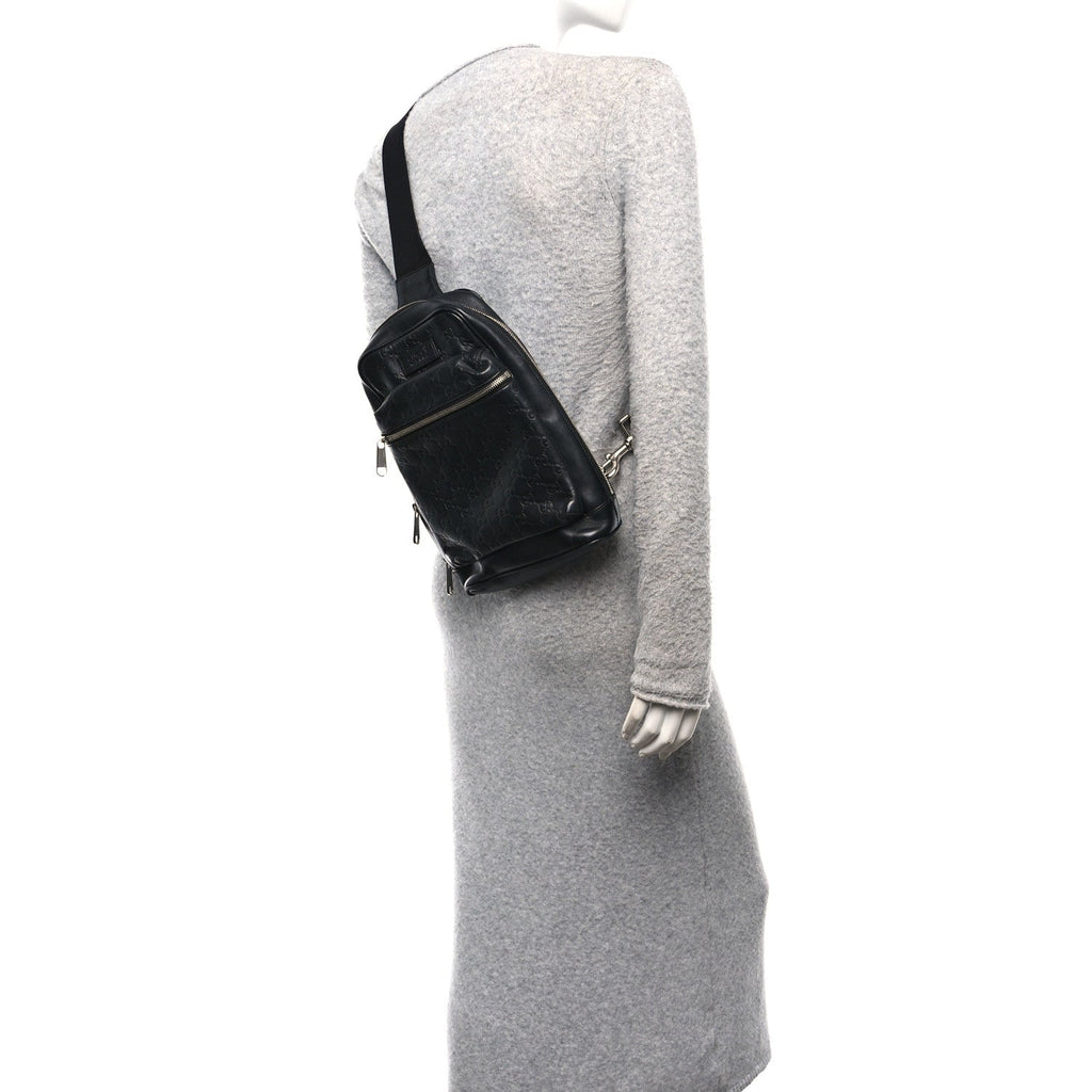 Gucci Guccissima Sling Backpack Black
