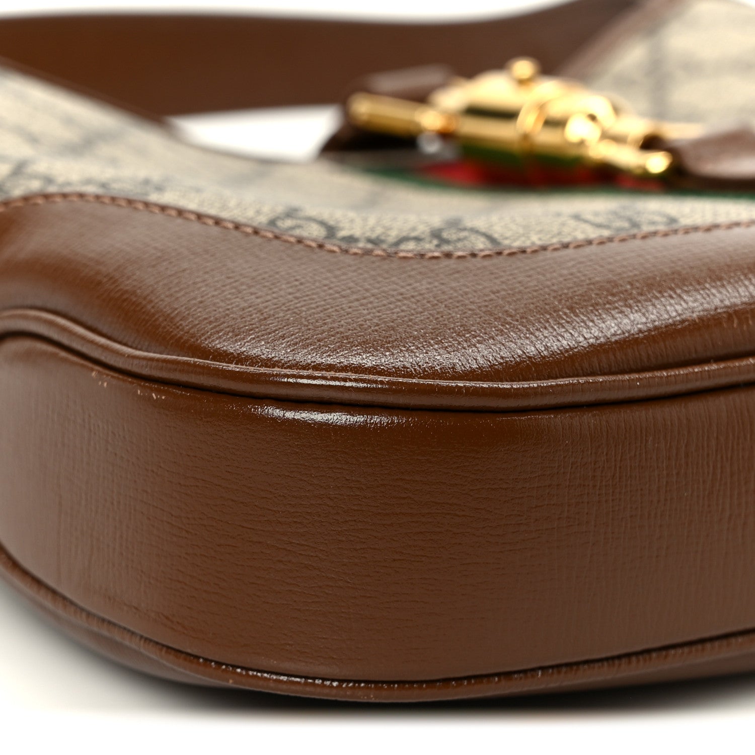 Gucci GG Supreme Monogram Azalea Calfskin Web Small Jackie 1961 Hobo Beige Ebony Brown Sugar