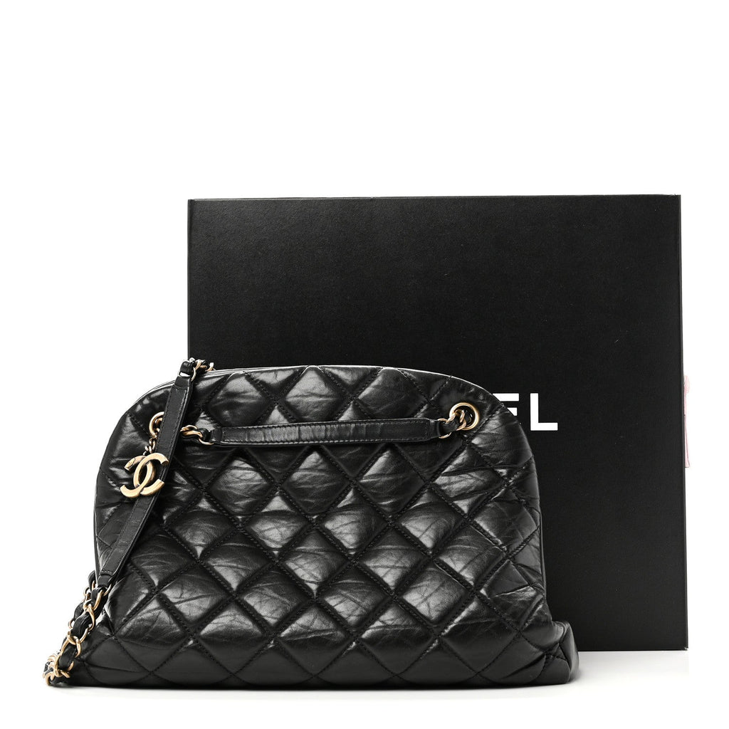 Chanel Aged Calfskin Large Just Mademoiselle Bowling Bag Black