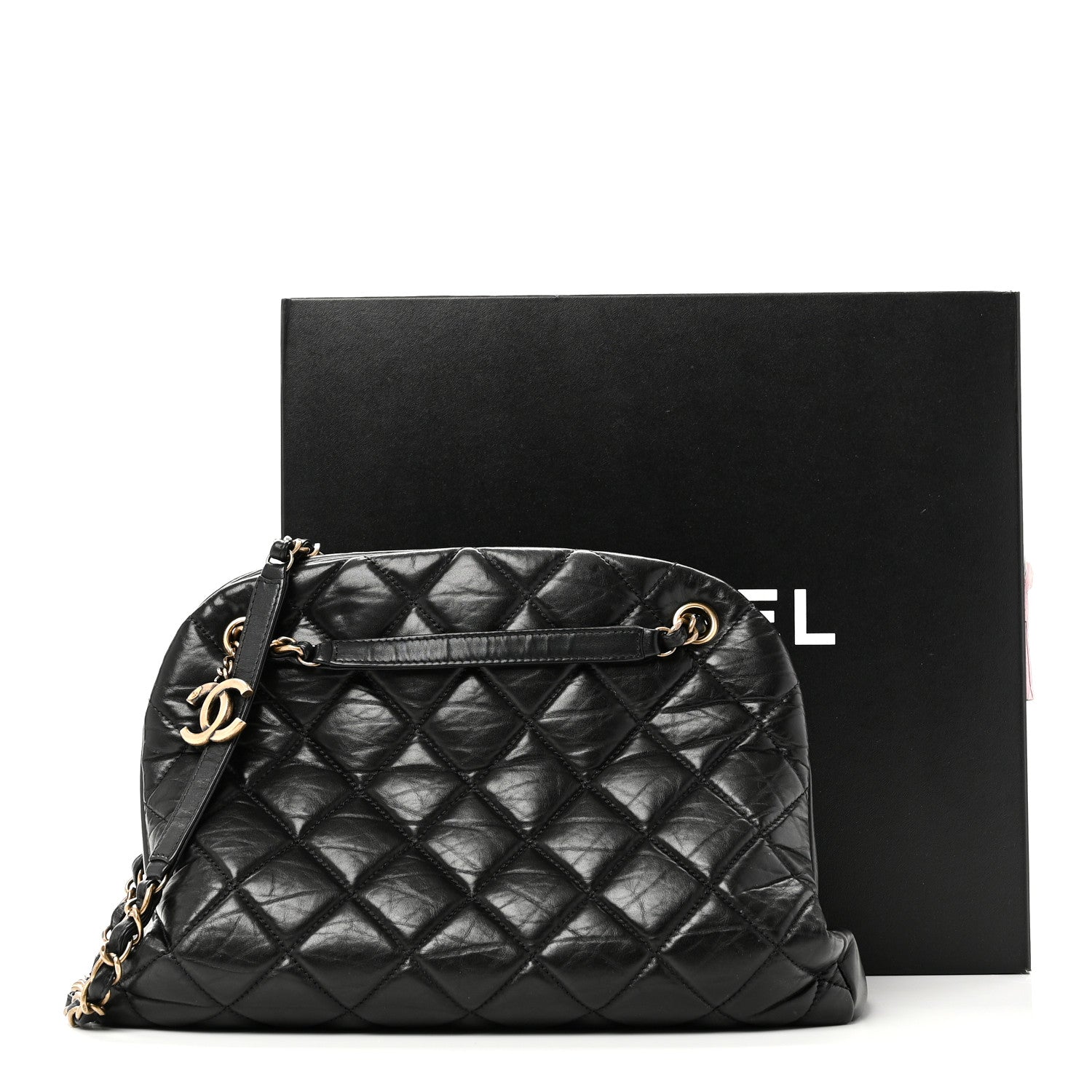 Chanel Aged Calfskin Large Just Mademoiselle Bowling Bag Black