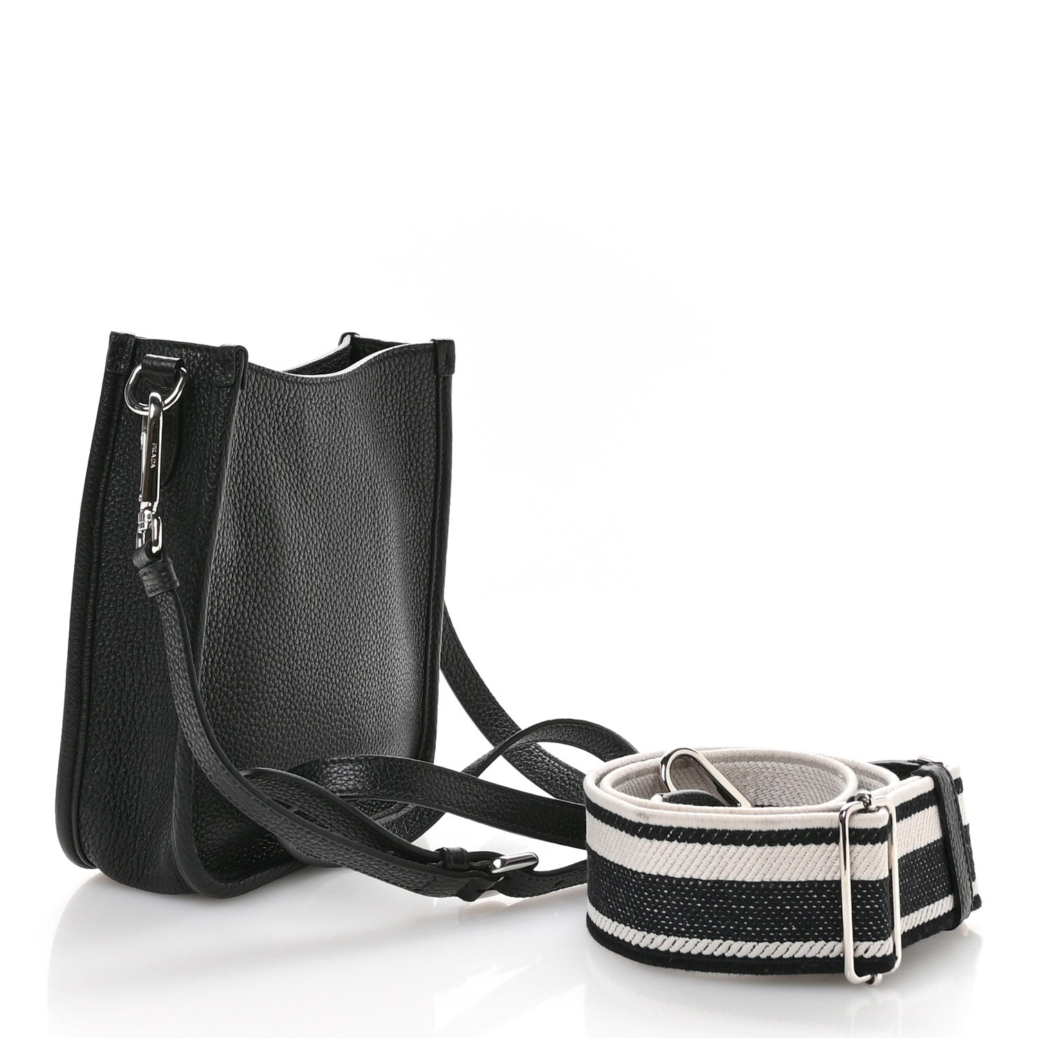 Prada Vitello Daino Soft Mini Hobo Messenger Bag Black