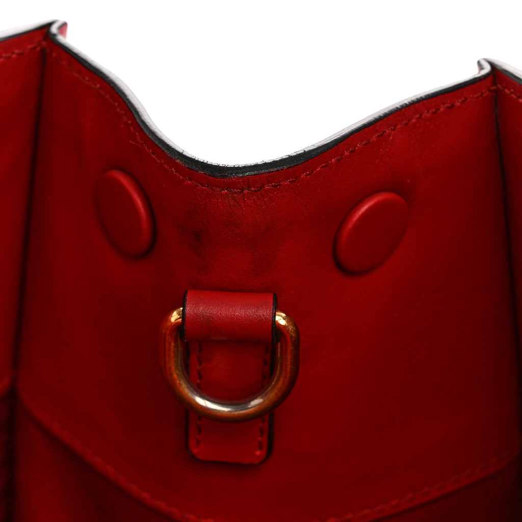 Prada Saffiano Cuir Calfskin Medium Monochrome Top Handle Tote Fuoco