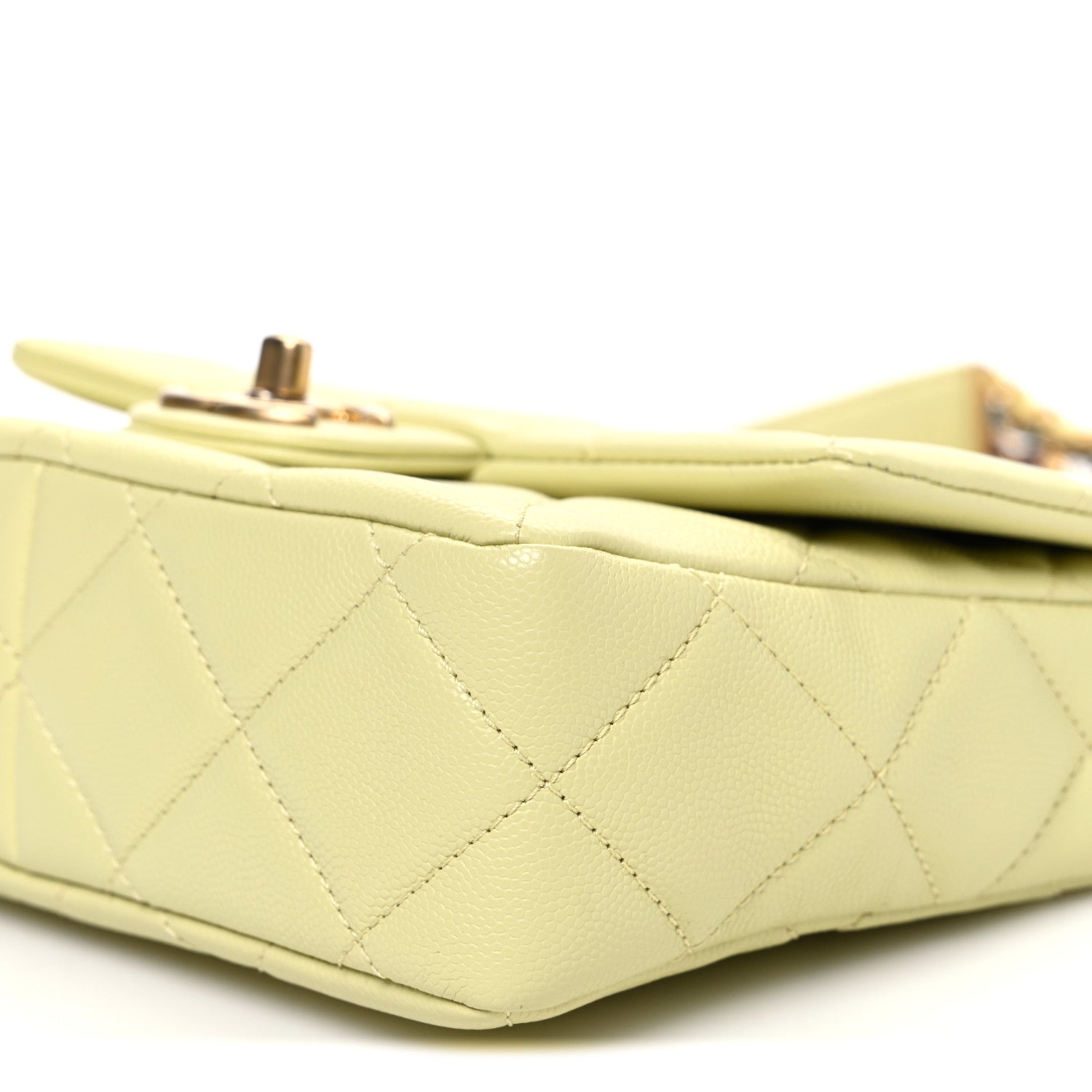 Chanel Shiny Caviar Quilted Mini Chain Messenger Flap Bag Yellow