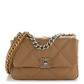 Chanel Lambskin Quilted Medium Chanel 19 Flap Beige