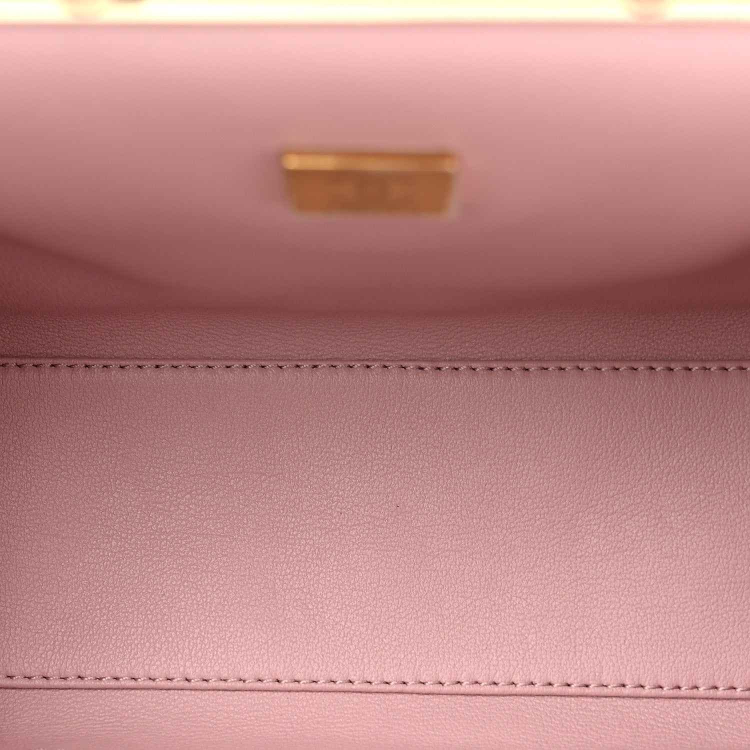 Chanel Lambskin Quilted Chain Frame Clutch Pink