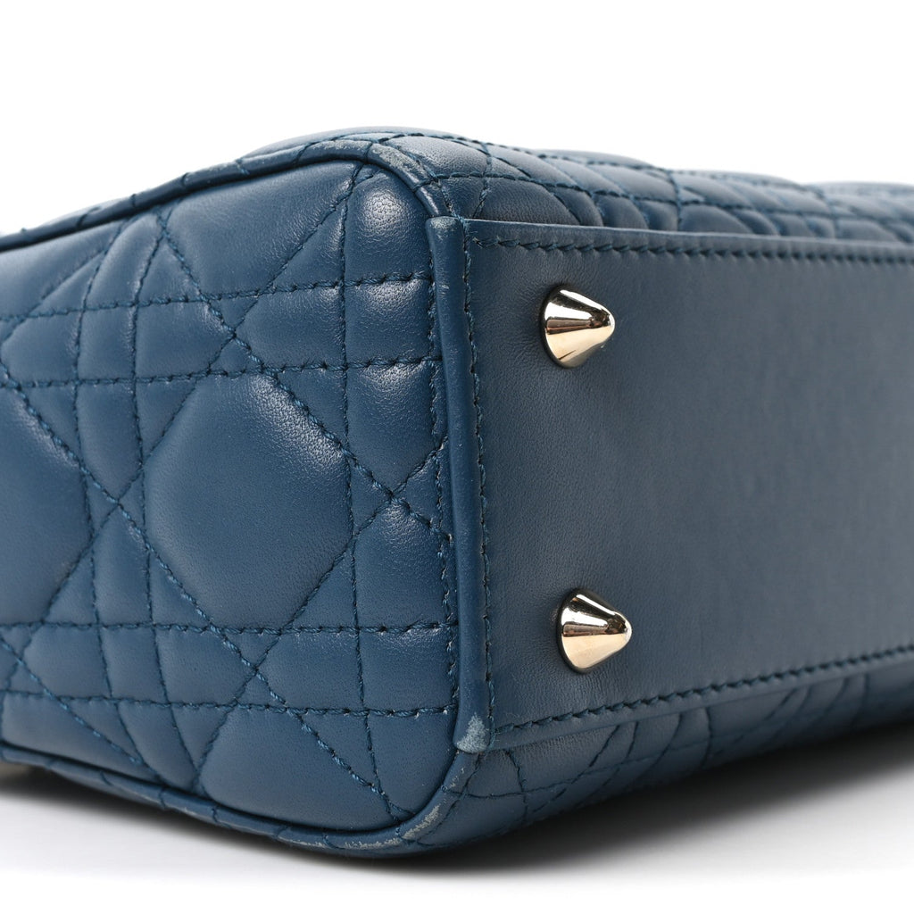 Christian Dior Lambskin Cannage Small My ABCDior Lady Dior Deep Ocean