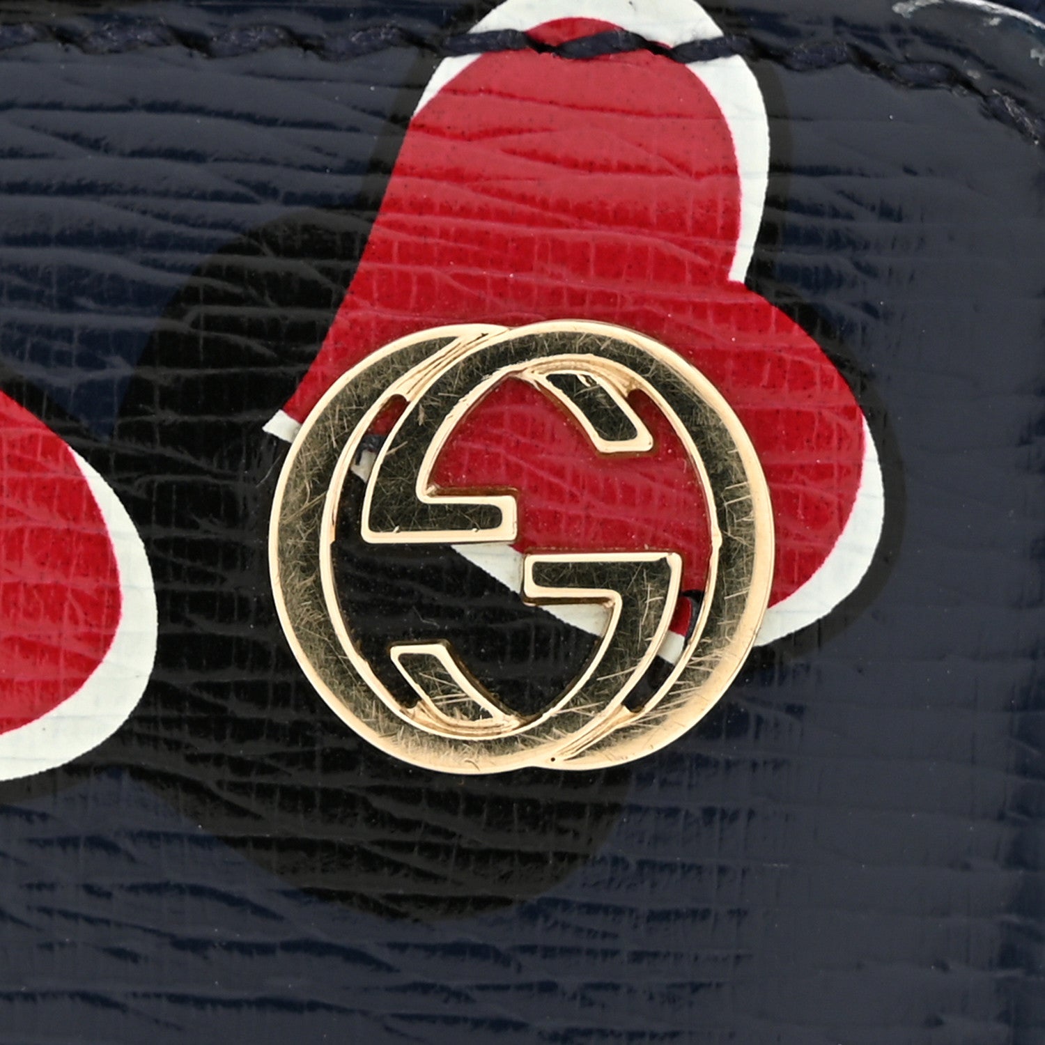 Gucci Calfskin Heartbeat Print Zip Around Wallet Blue